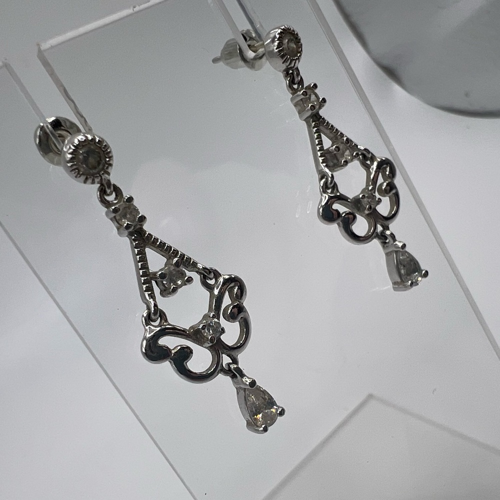 Dainty Sterling Silver 925 CZ Chandelier Earrings